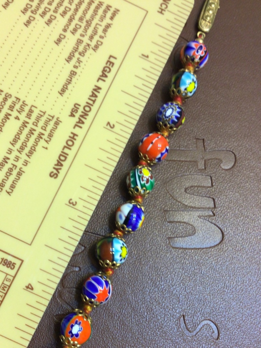 Vintage Multi-Colored Venetian Murano Millefiori Glass Beads Bracelet - Picture 13 of 14